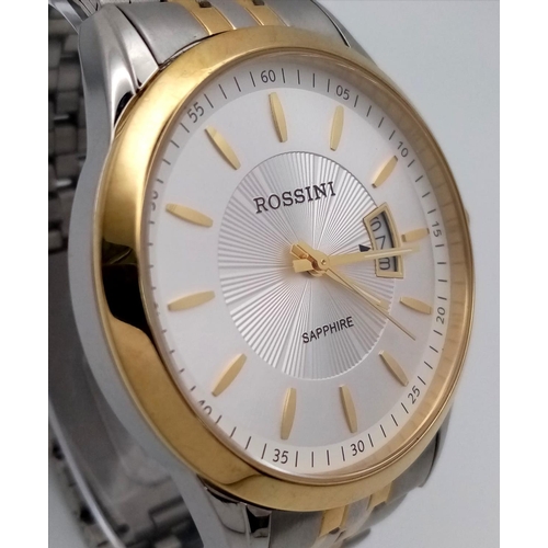 1335 - A Men’s Bi-Metal Two Tone Quartz Date Watch by Rossini. (45mm Including Crown). New Battery Fitted J... 