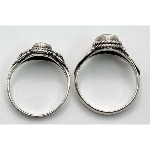 1025 - 2 SILVER RINGS , ONE IS SIZE M AND THE OTHER IS SIZE K .   4.8gms