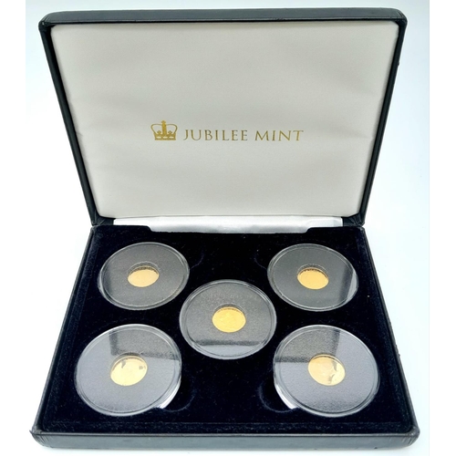 1059 - THE HOUSE OF WINDSOR ANNIVERSARY GOLD COIN COLLECTION IN PRESENTATION CASE . STRUCK IN SOLID 9K GOLD... 