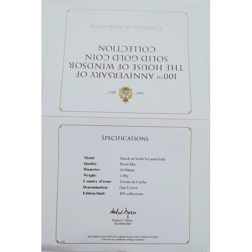 1059 - THE HOUSE OF WINDSOR ANNIVERSARY GOLD COIN COLLECTION IN PRESENTATION CASE . STRUCK IN SOLID 9K GOLD... 