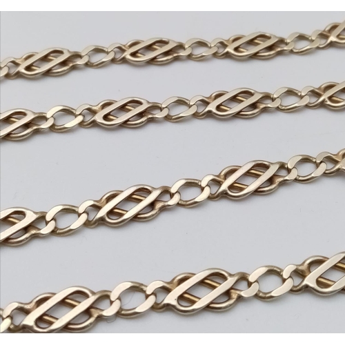 150 - A 9k yellow gold fancy link chain. 17