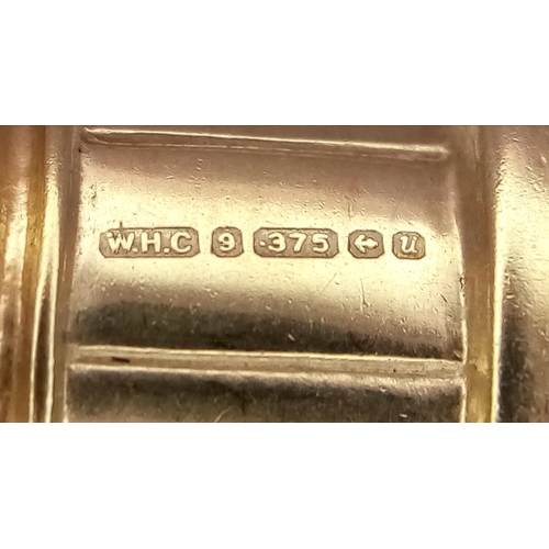 1377 - A 9K YELLOW GOLD POST BOX CHARM. 1.1G