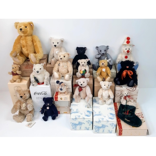 1082 - A collection of seventeen adult collectable teddy bears. Please, see list for more information and p... 