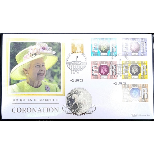 1458 - A 2022 Queen Elizabeth II Silver Proof Coronation Anniversary Coin. Comes with wallet and COA.