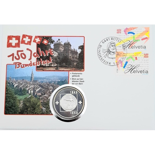 729 - A Gertrund Kurz Silver Commemorative Swiss 20 FR Coin Plus a 1998 Swiss Silver Helvetia 20FR Coin. I... 