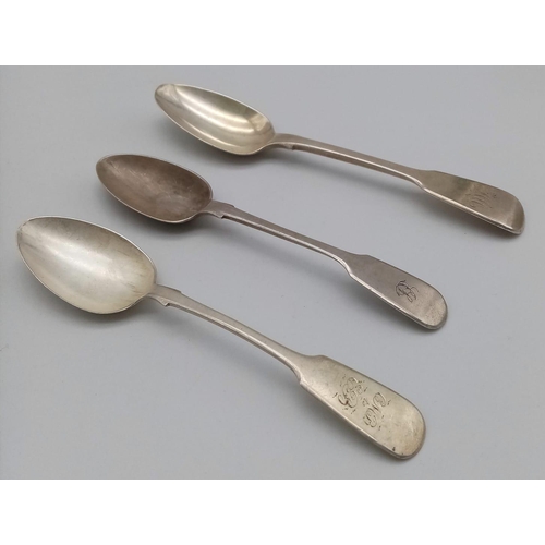 1400 - Two Victorian and One William IV Sterling Silver Teaspoon. The William IV spoon has a Mary Chawner m... 