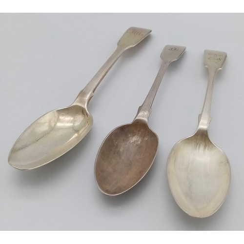 1400 - Two Victorian and One William IV Sterling Silver Teaspoon. The William IV spoon has a Mary Chawner m... 