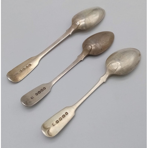 1400 - Two Victorian and One William IV Sterling Silver Teaspoon. The William IV spoon has a Mary Chawner m... 