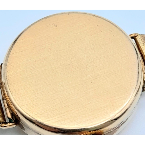 148 - A Vintage 9K Gold Bentina Star Ladies Watch. 9K gold bracelet and case - 21mm. White dial. Mechanica... 