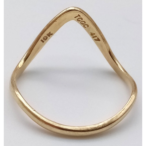 1498 - A 9K GOLD WISHBONE RING . 1.1gms   size K