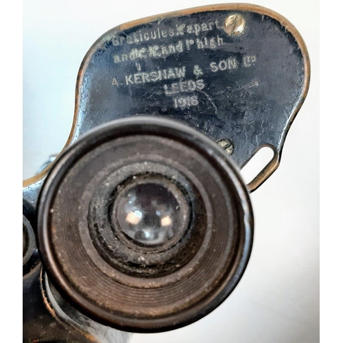 243 - An original, pair of WW1, British Forces, Binoculars made in 1918 by A. KERSHAW in Leeds. In excelle... 