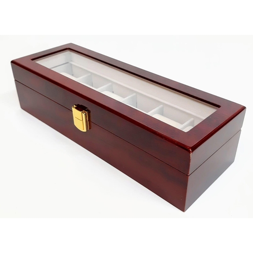 1325 - A high-quality wooden watch case for 6 watches (often used by ROLEX and OMEGA dealers) made from hig... 