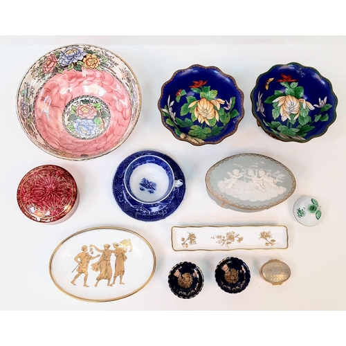 348 - An Eclectic Mix of Vintage/Antique Ceramics, Metals and Wood decorative bowls, dishes etc. Some hidd... 