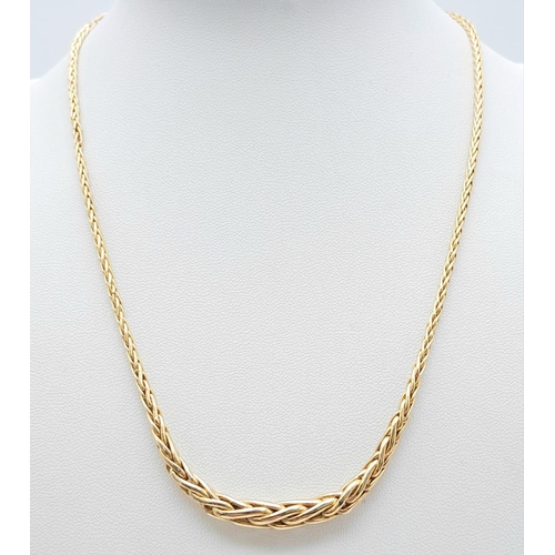 47 - A Vintage 9K Yellow Gold Woven Link Necklace. 42cm length. 5.7g weight.