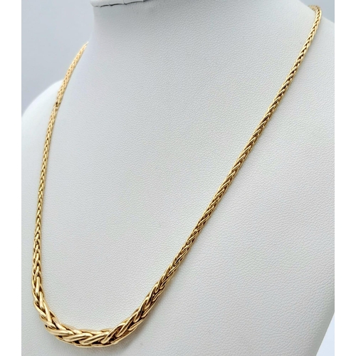 47 - A Vintage 9K Yellow Gold Woven Link Necklace. 42cm length. 5.7g weight.