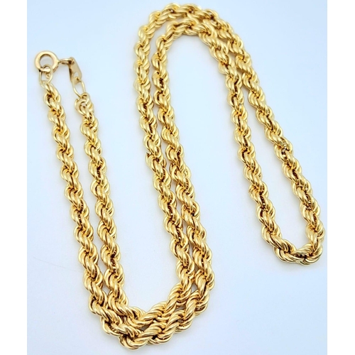 52 - A 9K Yellow Gold Rope Necklace. 40cm length. 4.65g weight.