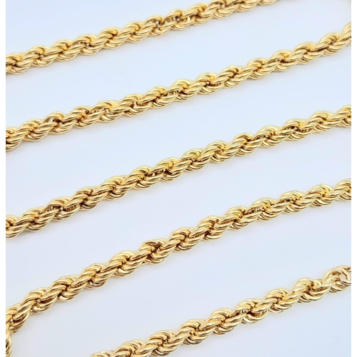 52 - A 9K Yellow Gold Rope Necklace. 40cm length. 4.65g weight.