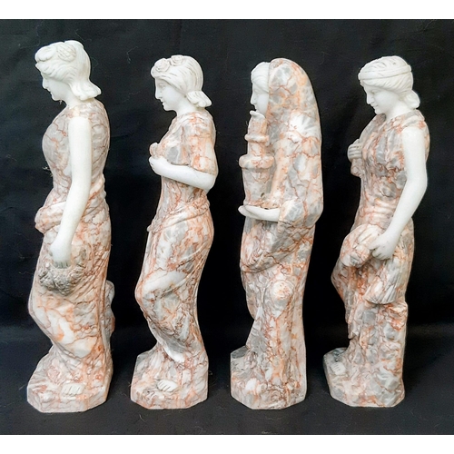 54 - Four Carved Greek/Roman Goddess Marble Statues -Representing the Four Seasons. 31cm tall. Each statu... 