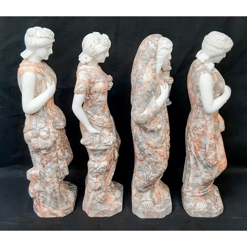 54 - Four Carved Greek/Roman Goddess Marble Statues -Representing the Four Seasons. 31cm tall. Each statu... 