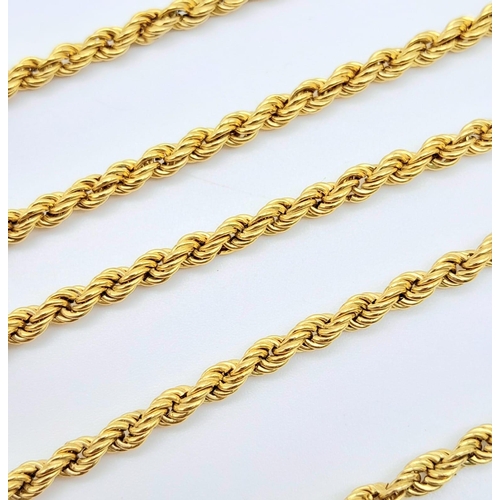 57 - A 9K Yellow Gold Rope Necklace. 60cm length. 6.05g weight.