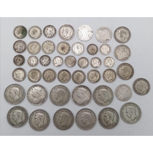 786 - A Selection of Pre 1947 and 1920 British Silver Coins. 217g total weight.