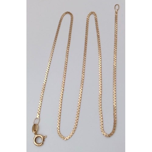 832 - A 41cms 9K GOLD NECK CHAIN .   2.4gms