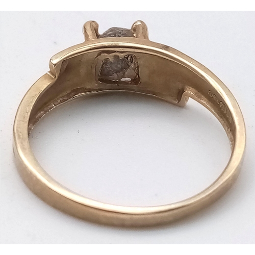 92 - A 9K Gold Vintage Ring with an Extremely Rough 1.5ct Diamond Centre! Size O. 2.25g weight.