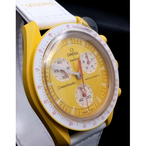 386 - An Omega X Swatch Bioceramic Chronograph Mission To The Sun Watch. Yellow ceramic case - 42mm. Quart... 