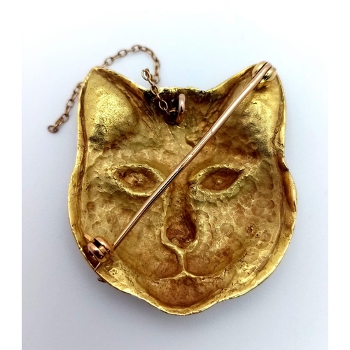 5 - An 18K Yellow Gold (tested) Pussy Face Pendant! 3.5cm x 3cm. 11.45g weight.