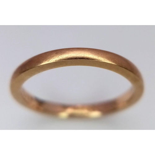 64 - A Vintage 9K Yellow Gold Band Ring. Size L. 1.95g weight.