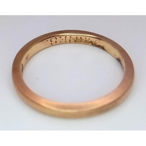 64 - A Vintage 9K Yellow Gold Band Ring. Size L. 1.95g weight.