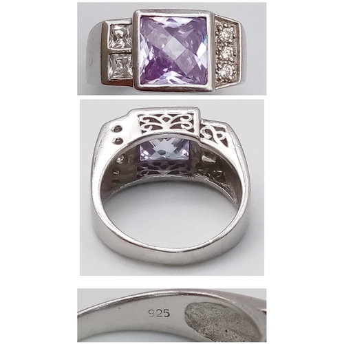 1407 - Two Different Style Amethyst Rings on 925 Silver. Size O and Size Q.