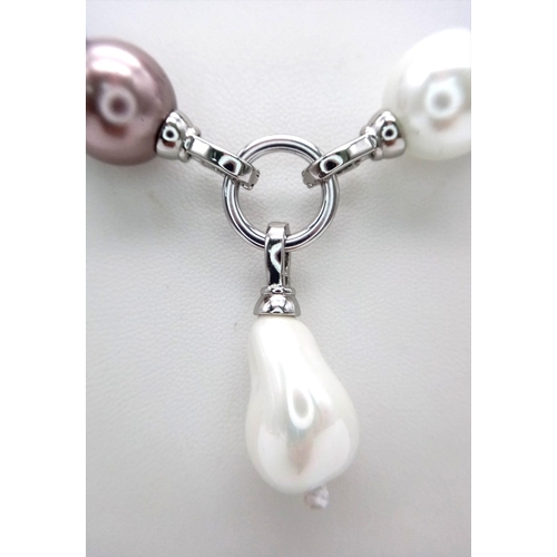 310 - A Vibrant  Multi-Colour South Sea Pearl Shell Bead Necklace with a Baroque Pearl Pendant. Lovely met... 