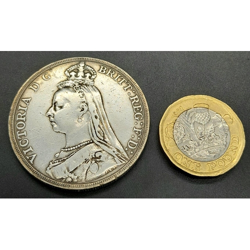 659 - An 1889 Queen Victoria Silver Crown. EF+ grade but please see photos.