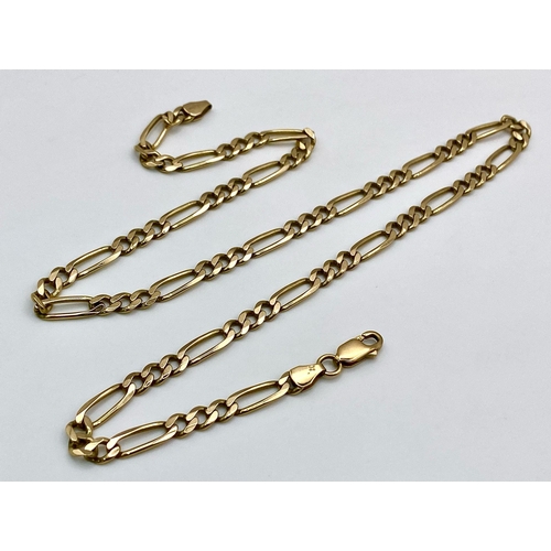 18 - A Vintage 9K Yellow Gold Figaro Link Necklace. 45cm length. 
14.1g weight.