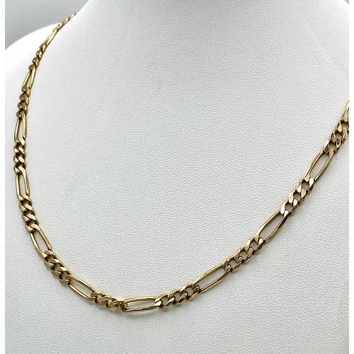 18 - A Vintage 9K Yellow Gold Figaro Link Necklace. 45cm length. 
14.1g weight.