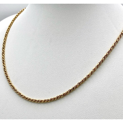 3 - A Vintage 9K Yellow Gold Rope Necklace. 38cm. 7.36g weight.