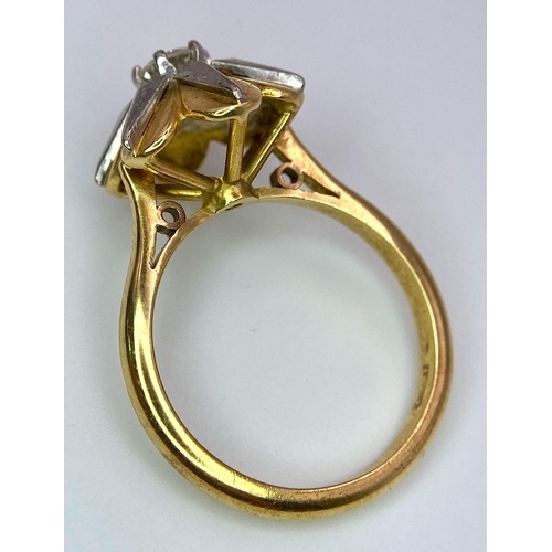 61 - A Vintage 18k Yellow Gold Diamond Solitaire Ring. Central 0.65ct brilliant round cut diamond in a de... 