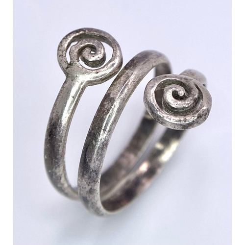 1435 - A parcel of Silver Jewellery. 
1) Triple band ring with circle design (Size M)
2) Filigree style ear... 