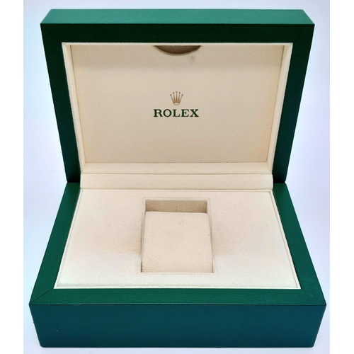 1366 - A Rolex Branded Single Watch Case. Ruffled green exterior. Cream interior. Slightly used with a few ... 