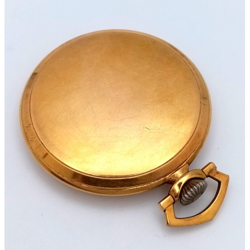 162 - A Rare Vintage 1930s Arsa (Auguste Reymond) Gold Plated Pocket Watch. Top winder. White dial with se... 