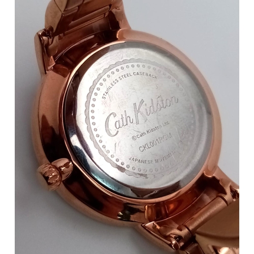 1547 - An Excellent Condition Rose Gold Tone Quartz Watch by the Renowned Designer Cath Kitson. 37mm Includ... 