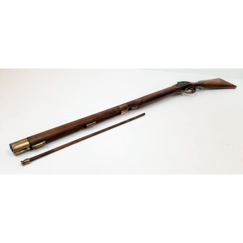 1570 - A Vintage, Full Size Retrospective Inert Replica of a 18th Century Hexagonal Barrel Rifle. Wood and ... 