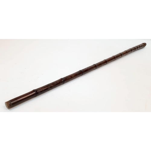 1517 - A Very Rare Antique and Unique Hand Carved Oriental Bamboo Walking Stick. Highly Carved Detailed wit... 