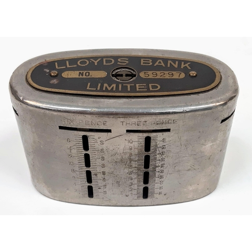 1598 - Four Collectible Vintage Home-Safe Metal Coin Boxes. Two Midland bank, one Barclays, and a Lloyds. N... 