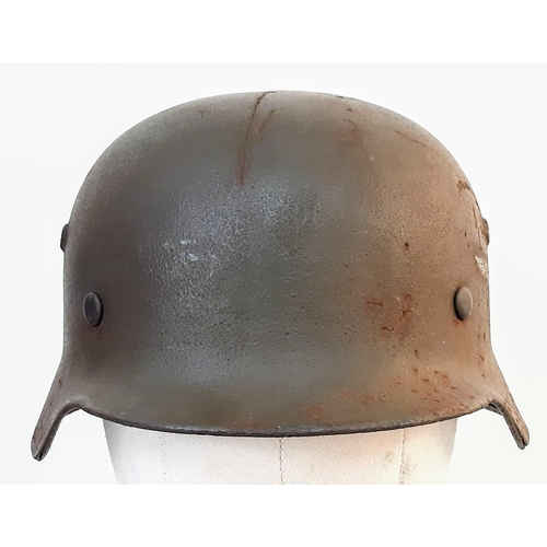 167 - WW2 German M35 Single Luftwaffe Helmet. Found in a French Brocant (Flea Market)