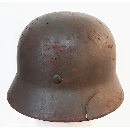 167 - WW2 German M35 Single Luftwaffe Helmet. Found in a French Brocant (Flea Market)