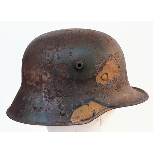 188 - WW1 Imperial German M17 Jigsaw pattern camouflage Stahlhelm with liner.