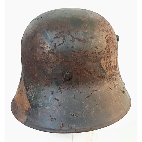 188 - WW1 Imperial German M17 Jigsaw pattern camouflage Stahlhelm with liner.