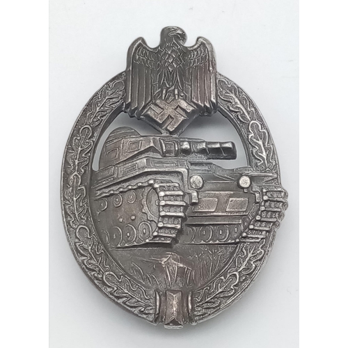 405 - WW2 German Silver Panzer Assault Badge. Unmarked.